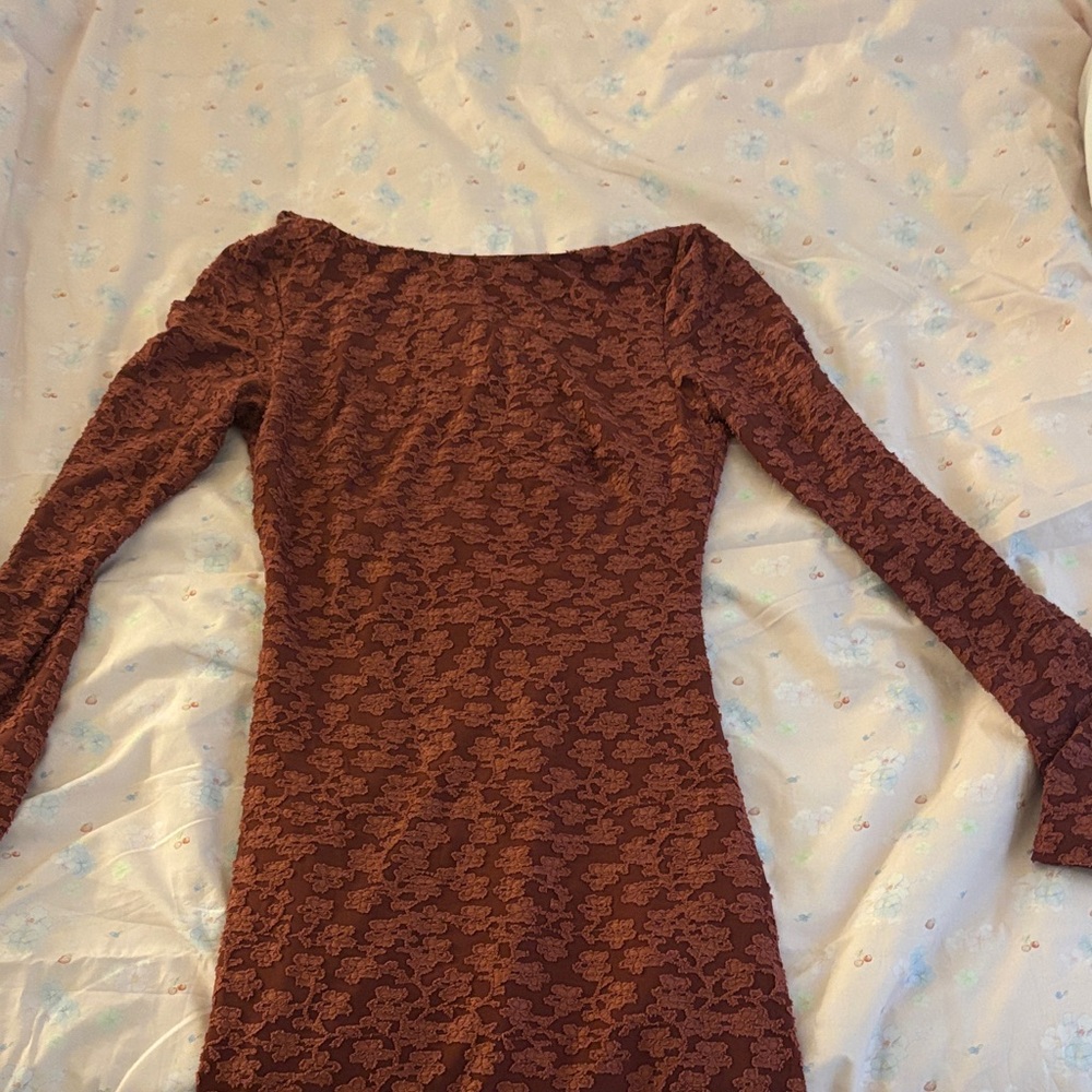 Princess Polly Burgundy long sleeve mini dress